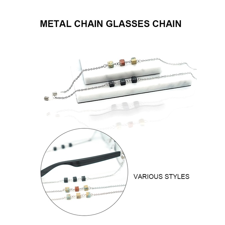 Mask Rope Glasses Chain Glasses Decorative Accessories Cube Multicolor Pendant Metal Glasses Chain Anti-slip Mask Extension Strap Glasses Lanyard Mask Chain -OW-