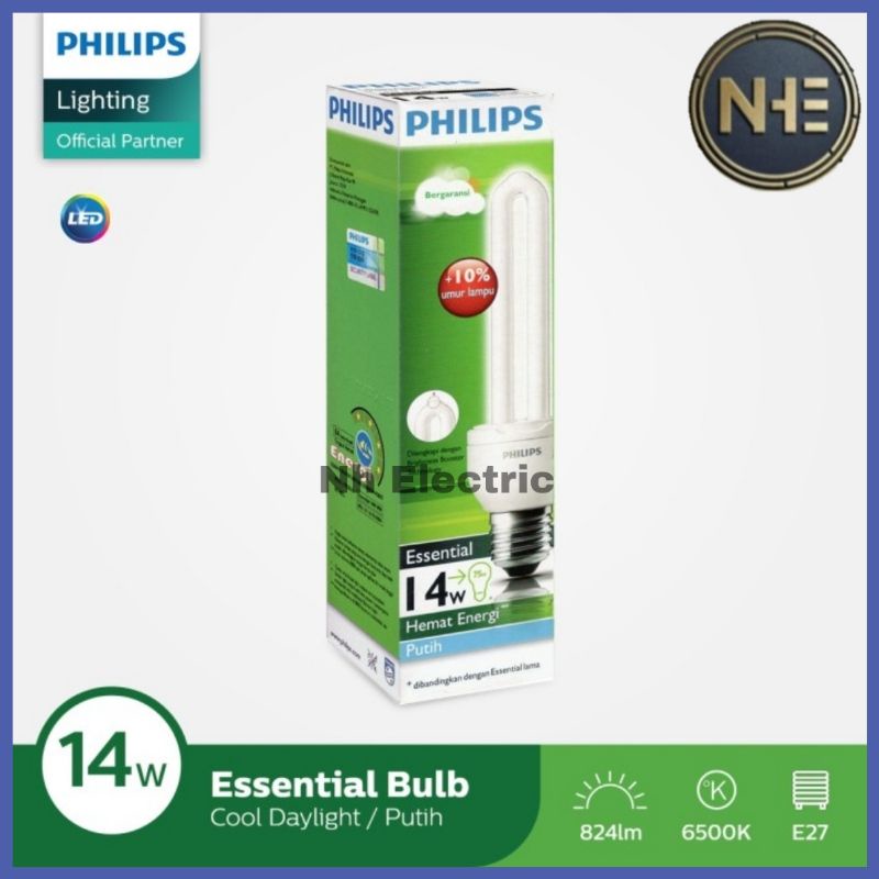 Lampu Philips Essential 14W Watt Putih CDL E27 - Esst 14 Watt Philips White 220V SNI