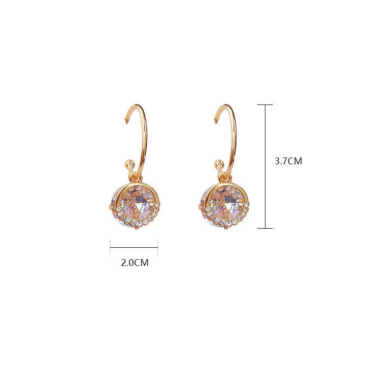 [Korean Fashion Temperament Diamond Zircon Pendant Earrings] [Women Bridal Wedding Drop Earrings] [Ladies Elegant Rhinestone Long Dangle Earrings]