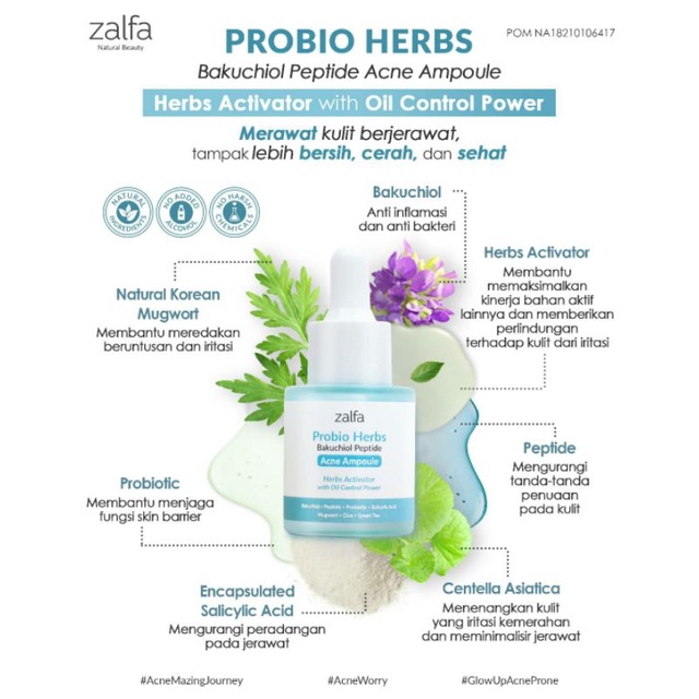Zalfa Natural Skincare Skincare Probio Herbs Bakuchiol Peptide Acne Ampoule-1