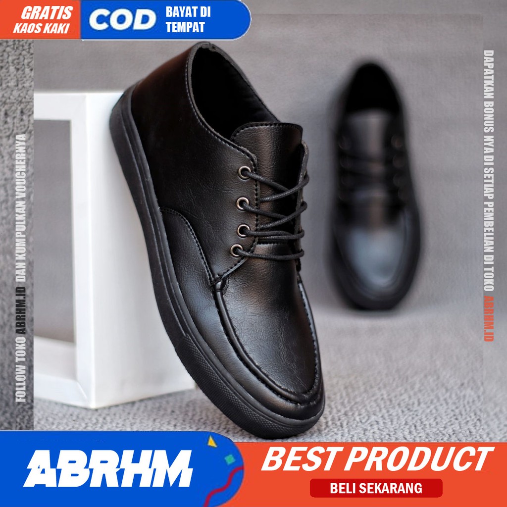 ABRHM X SAKA Sepatu Formal Pria Sepatu Pria Casual Pantofel Kulit Pu Premium Sepatu Kasual Cowok / Cowo Oxford Kerja Kantor Kuliah Kondangan Gaya Keren Kekinian Original Murah Terlaris