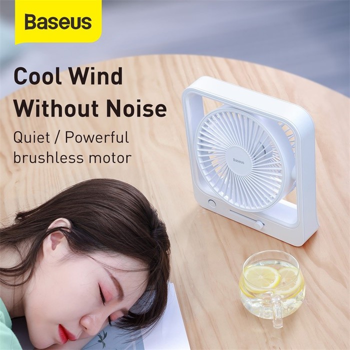 BASEUS CUBE SHAKING DESKTOP FAN KIPAS ANGIN STRONG WIND PORTABLE