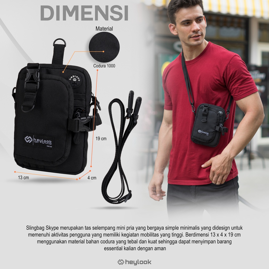 HEYLOOK Project - Tas Selempang SKYPE Sling Bag Cowok Tas Kecil Pria Tas Slempang Mini Hp Waistbag Sling Phone Neck Bag Slingbag Distro Terbaru