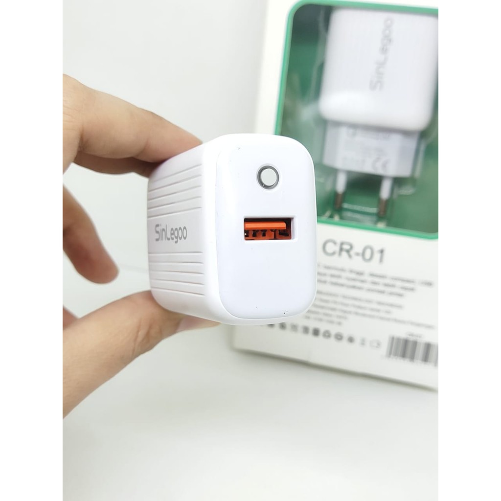 SINLEGOO CR-01 Head Charger LED 1 USB Port Batok Casan Quick Charge 3.0 GARANSI 1 TAHUN