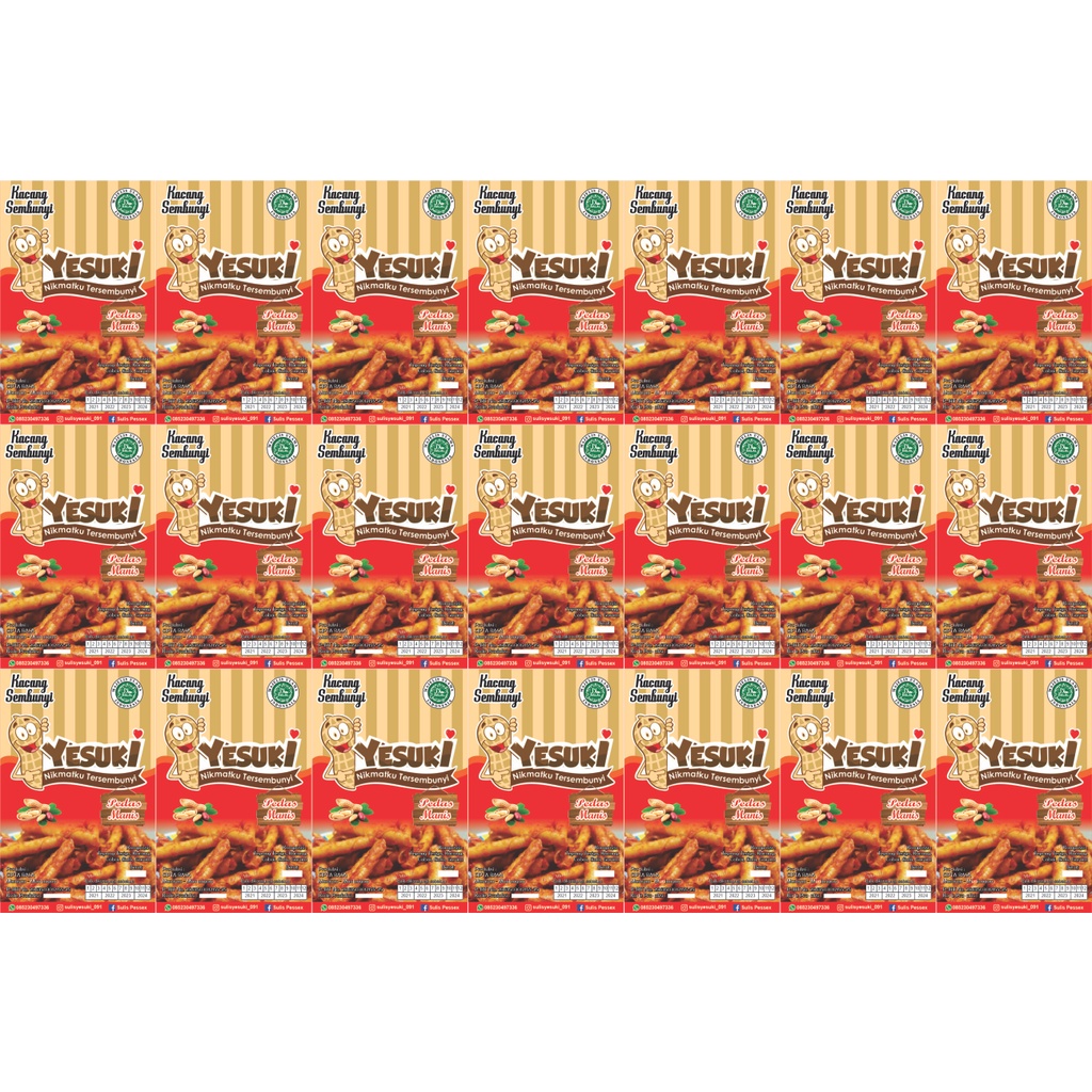 

STIKER UNTUK KEMASAN MAKANAN UKURAN 9 CM X 5,5 CM (A3 ISI 21 STIKER) GRATIS POTONG