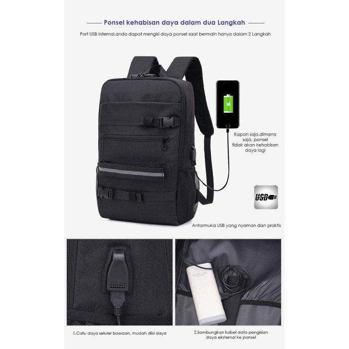 CJBP-0617 Tino Tas Ransel BackpackPria /as Laptop/Tas kerja Dengan Colokan USB