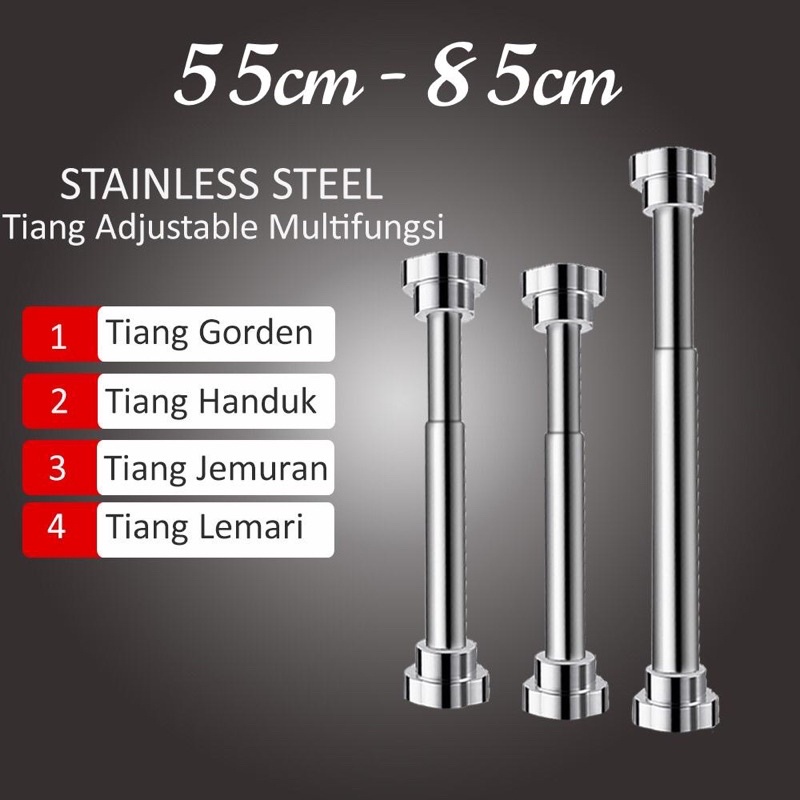Tiang Hordeng Fleksibel Besi Gorden Pipa Gantungan Kamar Mandi Lemari Gawang Baju Tiang gorden fleksibel Tirai kamar mandi Tirai Kamar Mandi Anti Air / tiang gorden stainles / tiang stainles/ tongkat stainles / tiang tongkat pipa