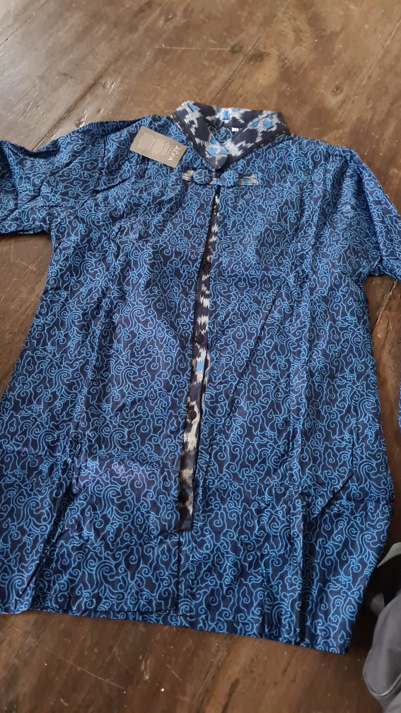 Couple Batik Seragam Kantor Motif Seno Biru 2197