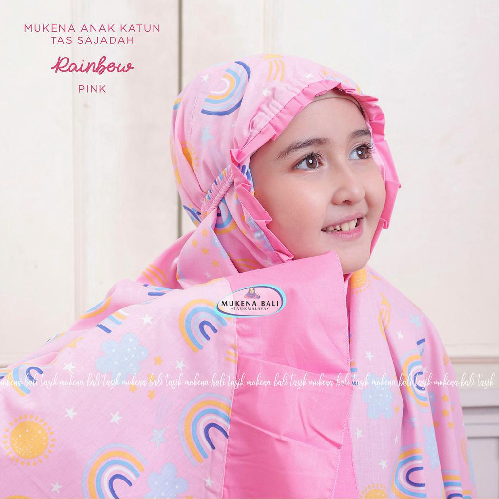 MUKENA BALI TASIK - MUKENA ANAK KATUN RAINBOW PINK (TAS SAJADAH)