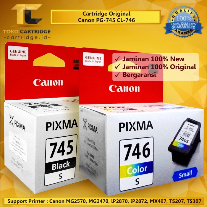 Cartridge Tinta Canon PG745s CL746s 1 SET Catridge PG 745s 746s 745 746 small Printer Mx497 MG2570s MG2577s