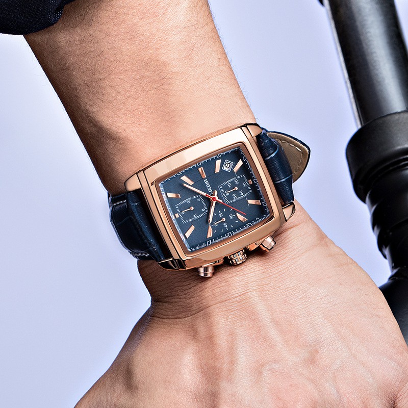 MEGIR 2028 Jam Tangan Pria Analog Chronograph Tali Kulit Luminous WATCHKITE WKOS