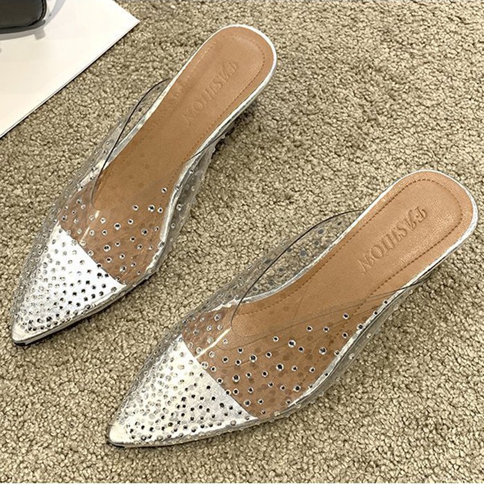 [✅BISA COD] 0201 SANDAL PERI TRANSPARAN TUMIT RENDAH-2