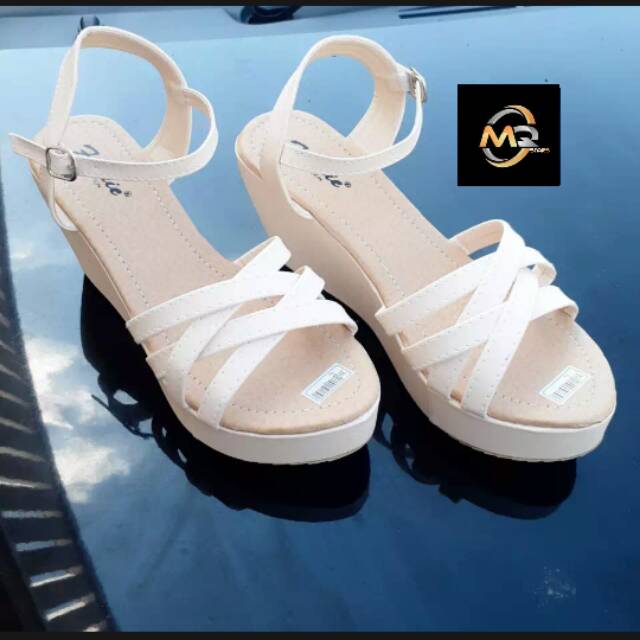 mqstars -Sandal Wegdes Wanita Tali Silang Strapy 7cm Terbaru non slip