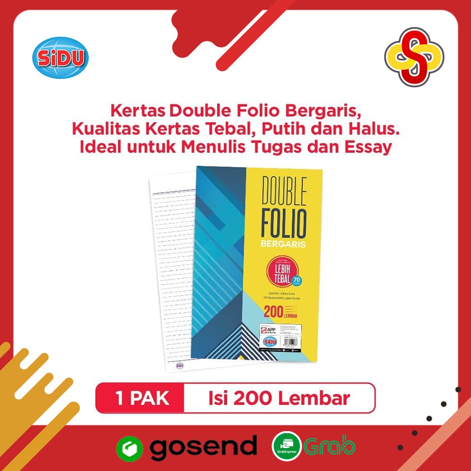 Kertas Double Folio Bergaris SiDU 70 gsm Isi 200 Lembar