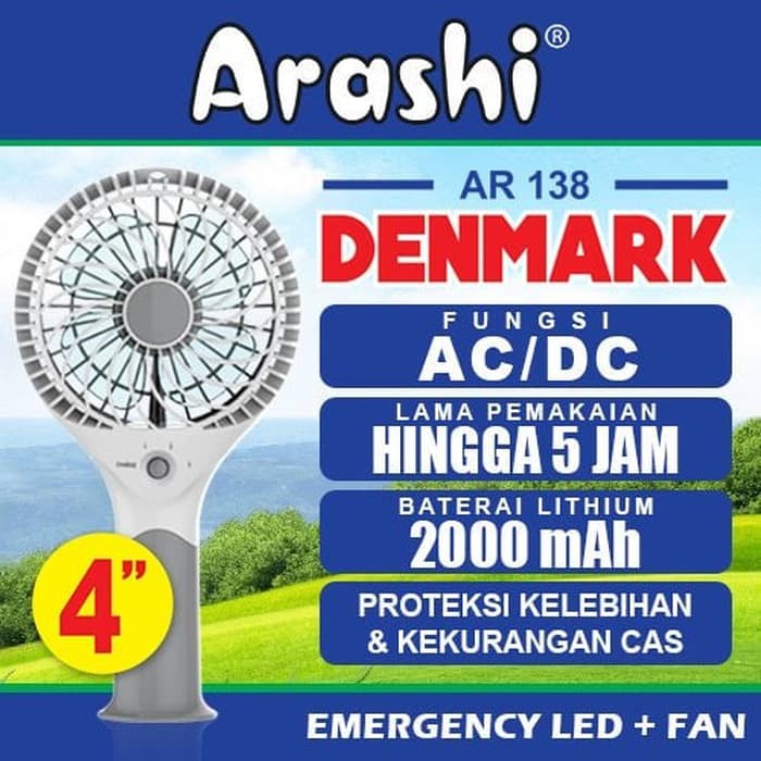 Kipas Angin Portable Arashi denmark 4" Cas ulang