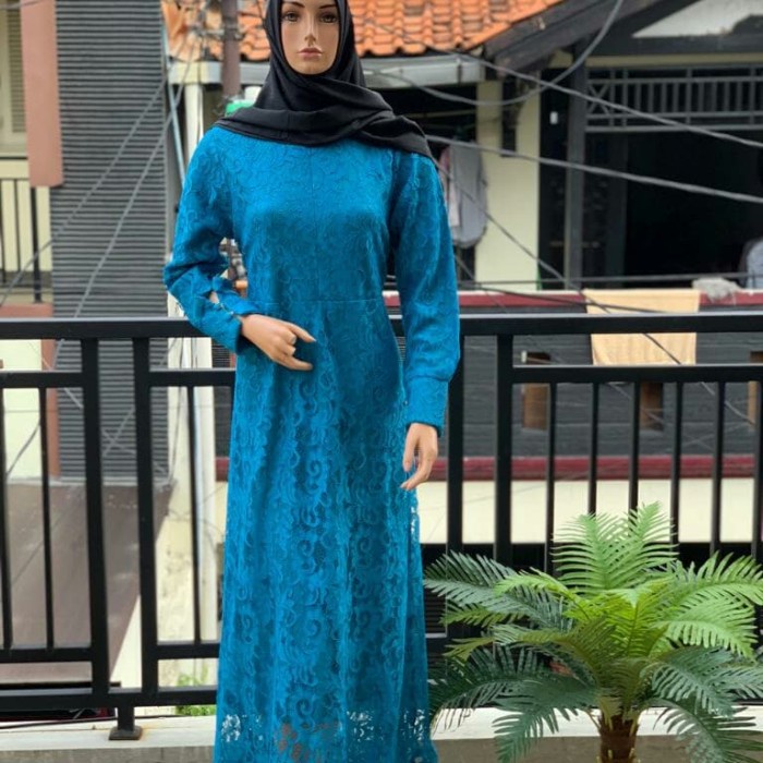 Gamis Brukat Biru Tosca