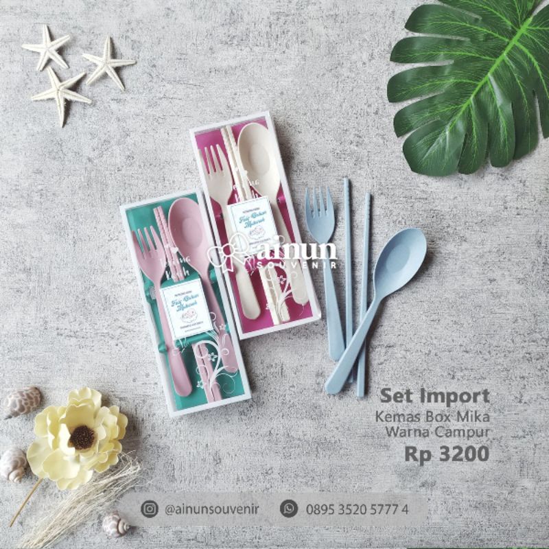 sendok garpu sumpit import / souvenir sendok garpu/ souvenir sendok mika / set import mika /souvenir