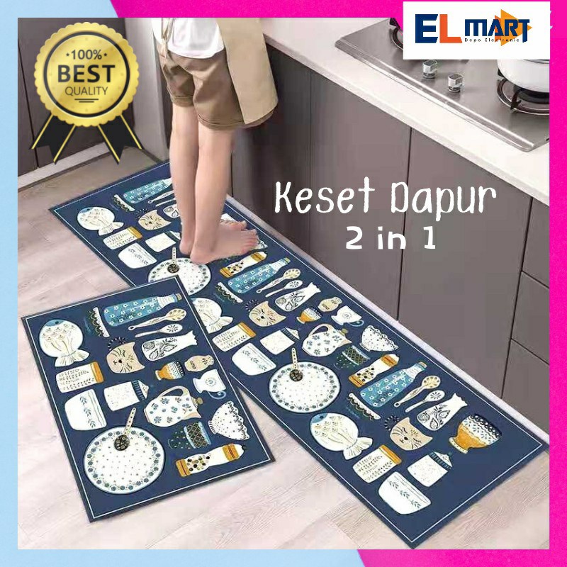 Keset Dapur 2in1 Panjang + Pendek Anti Slip Kitchen Floor Mat KT01