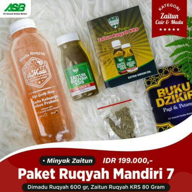 Paket Ruqyah Mandiri 7 | Madu Dimadu Ruqyah 600 Gram | Zaitun Cair Ruqyah 80 Gram | Paket Madu Ruqya