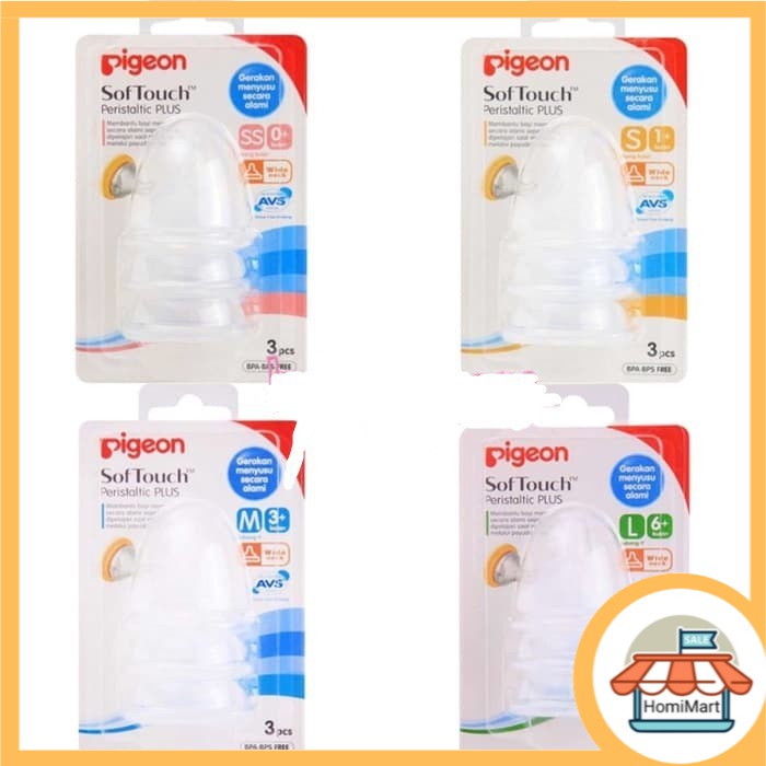 homimart I Pigeon Nipple Wide Neck Peristaltic Plus Blister isi 3 Dot Anak Bayi WideNeck