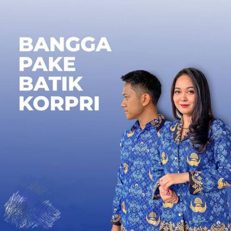 Batik KORPRI ASLI Bonus Masker Kerah Hitam Biru Terbaru 2022 Kemeja ASN PNS Tunik Batik SRITEX Serag