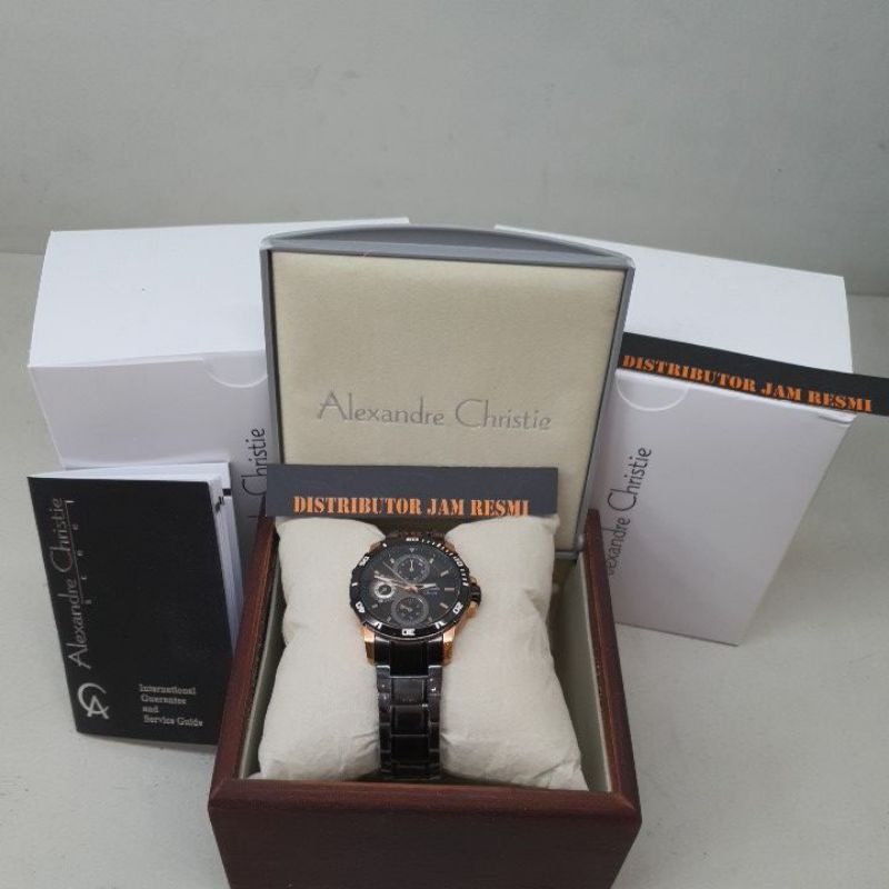 Jam Tangan Wanita Alexandre Christie AC6473BF AC 6473 BF AC6473 BF AC 6473BF Black Rose Gold