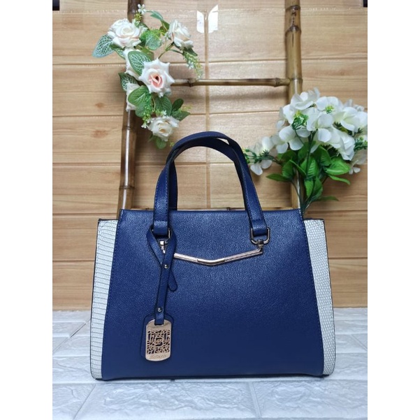 TAS BELLEZZA / BELLEZZA BAG / TAS WANITA PREMIUM ORIGINAL / BIRU NAVY PUTIH / BRAND MATAHARI MURAH
