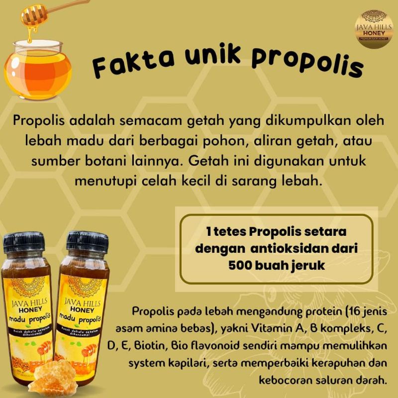 

Madu Propolis dari Java Hills Honey 160gr (Mini Parcel Min 3 bisa mix dengan varian lain)