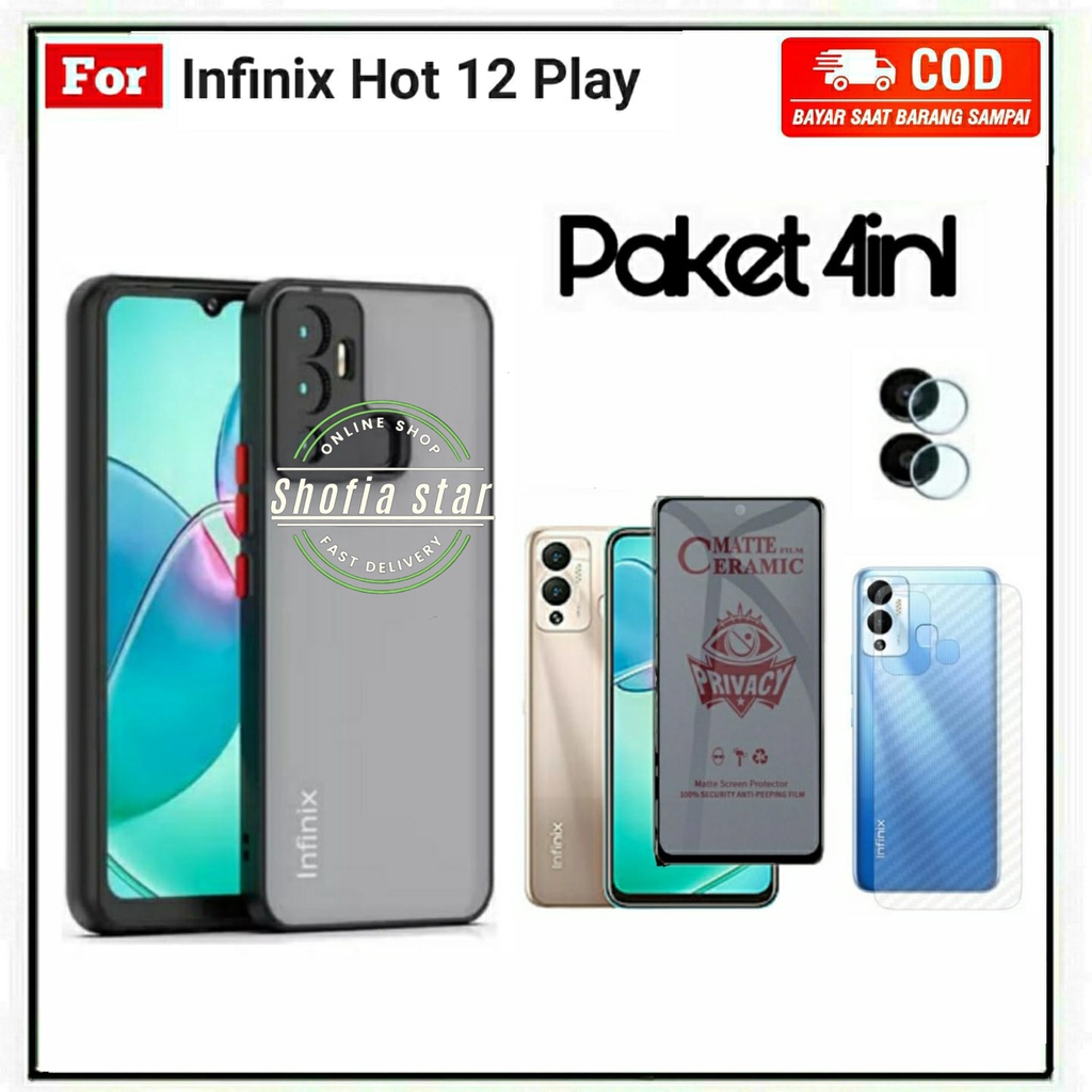 4IN1 CASE AERO INFINIX HOT 12 PLAY 12 12I 12 Play NFC SPFTCASE ARMOR CAMERA PROTECT CASING