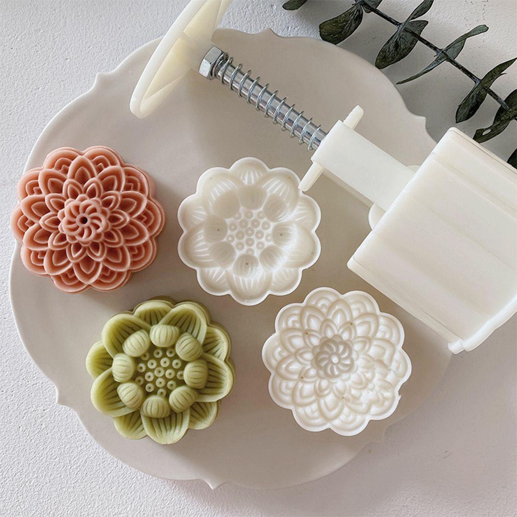 [Elegan] Cetakan Mooncake Oriental Gaya China 3D Kue Kacang Hijau Lotus Shaped Baking Cetakan Kue Bulan
