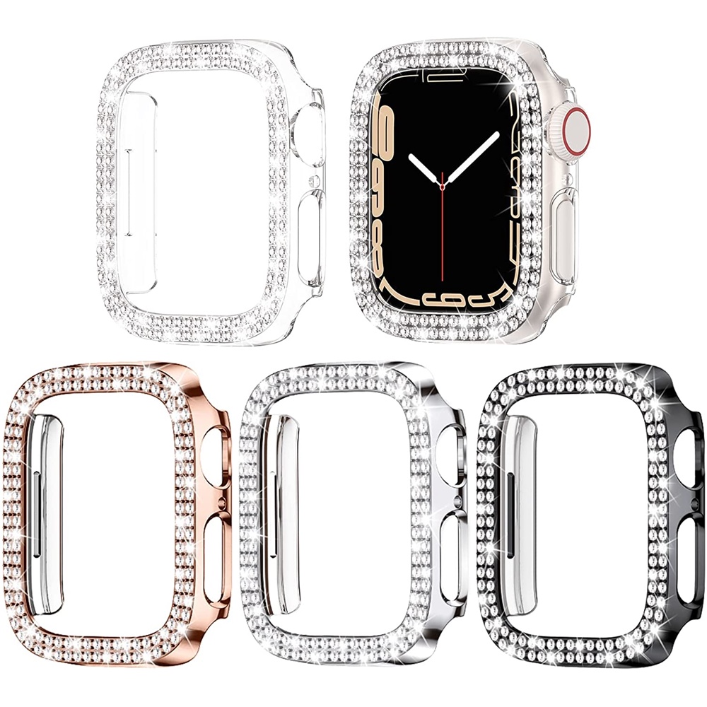 Case Bumper Pelindung Hias Berlian Bling Untuk Apple watch 8 7 41mm 45mm 44mm 40mm 42mm 38mm 8 3 4 5 6 se