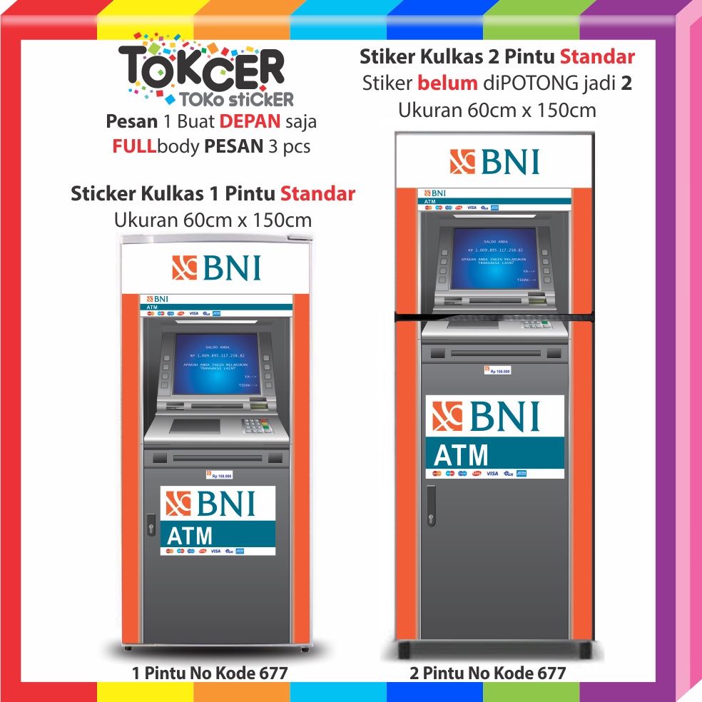 STIKER Kulkas 1 Pintu dan 2 Pintu STANDAR Motif ATM