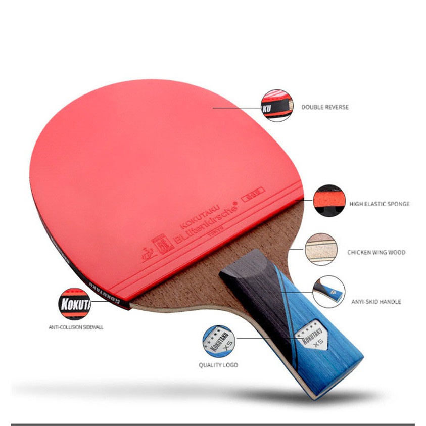 Kokutaku 5-Star Raket Tenis Meja / ping pong Profesional Bahan Karet Karbon Fiber 868