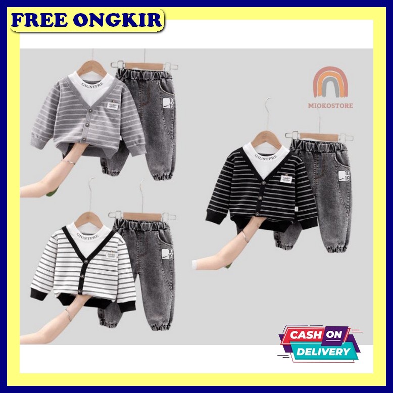 One Set Model Terbaru Setelan Anak Laki-Laki Oneset Import Termurah Baju Celana Anak Ori Baju Stelan