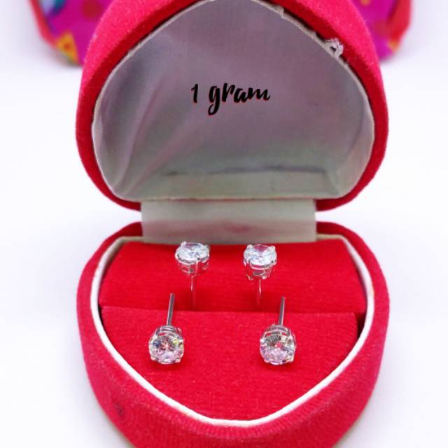 Giwang tusuk desy mata dewasa  perak 925 lapis emas putih