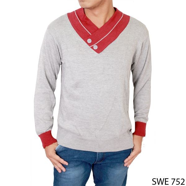 Sweater Pria Elegan Rajut Abu – SWE 752