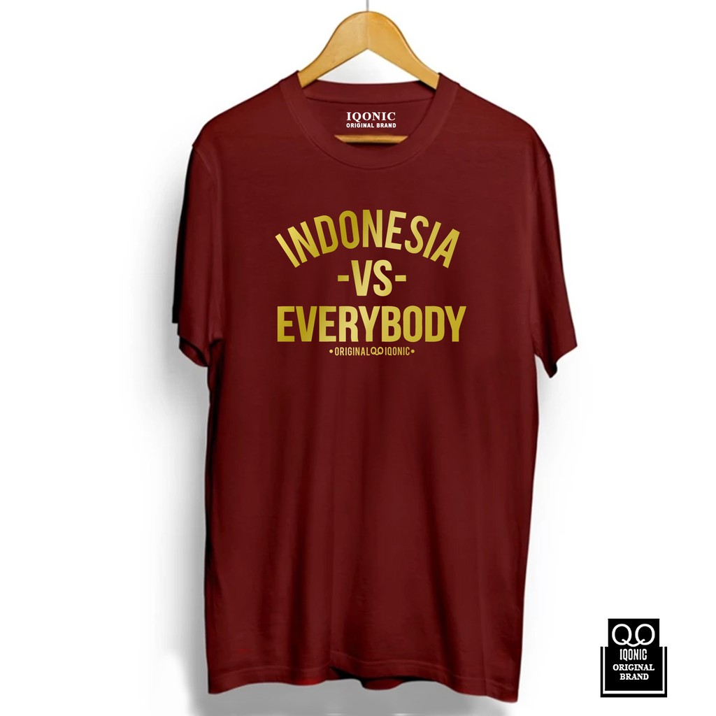 Kaos Distro Men &amp; Women INDONESIA VS EVERYBODY Text Gold - original Premium Quality 100% Cato