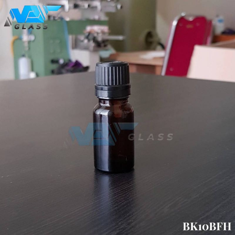 botol kaca 10 ml amber coklat tutup filler / botol essential oil 10ml