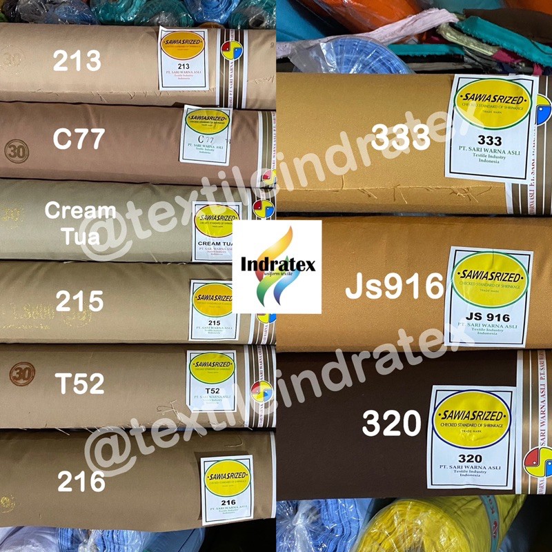 KAIN OXFORD SARI WARNA per roll SARIWARNA SWAICHI POLOS BAHAN BAJU SERAGAM SEKOLAH PRAMUKA KERUDUNG MASKER