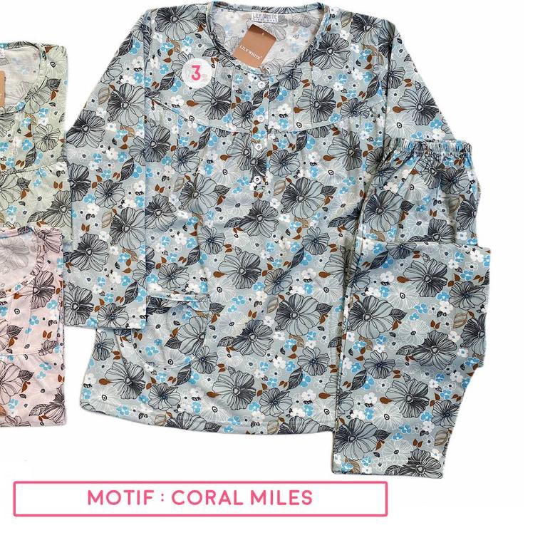 ⅎ Piyama Dewasa PP Lengan Panjang-Celana Panjang All Size LILY WHITE Anne Claire BabyDoll baju tidur