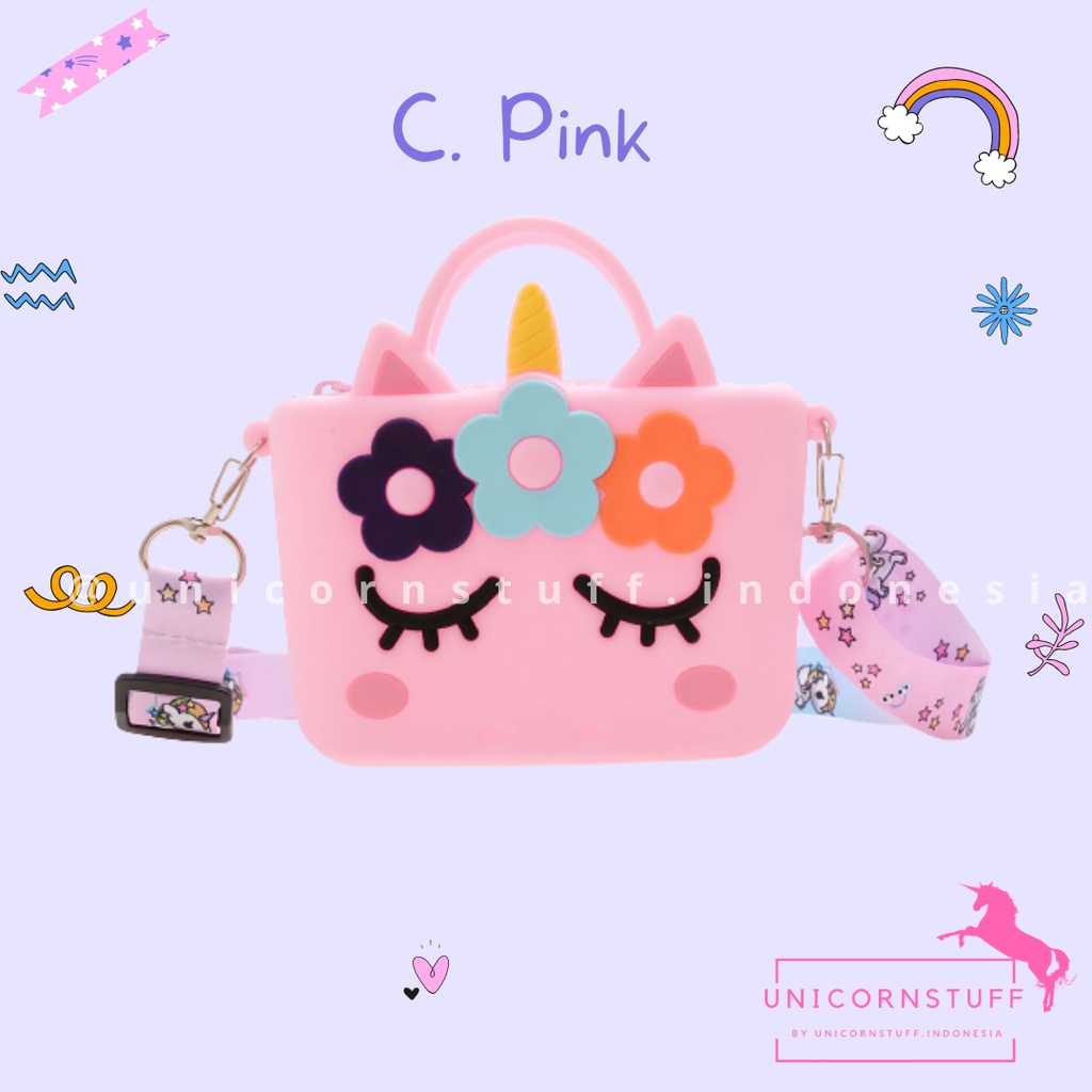 Tas Selempang Unicorn Anak Perempuan Kado Hadiah Cewek Silicon Jelly Sling Bag Pergi