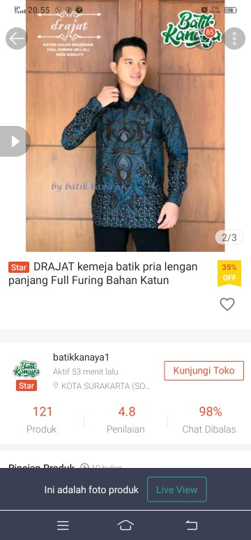 Drajat Kemeja Batik Pria Lengan Panjang Full Furing Bahan Katun Sragenan By Kanaya