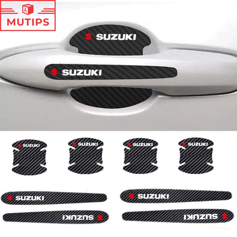 Suzuki 8Pcs / Set Stiker Pelindung Gagang Pintu Bahan Serat Karbon Untuk Swift ERTIGA Jimy Vitara Katana XL7 SX4