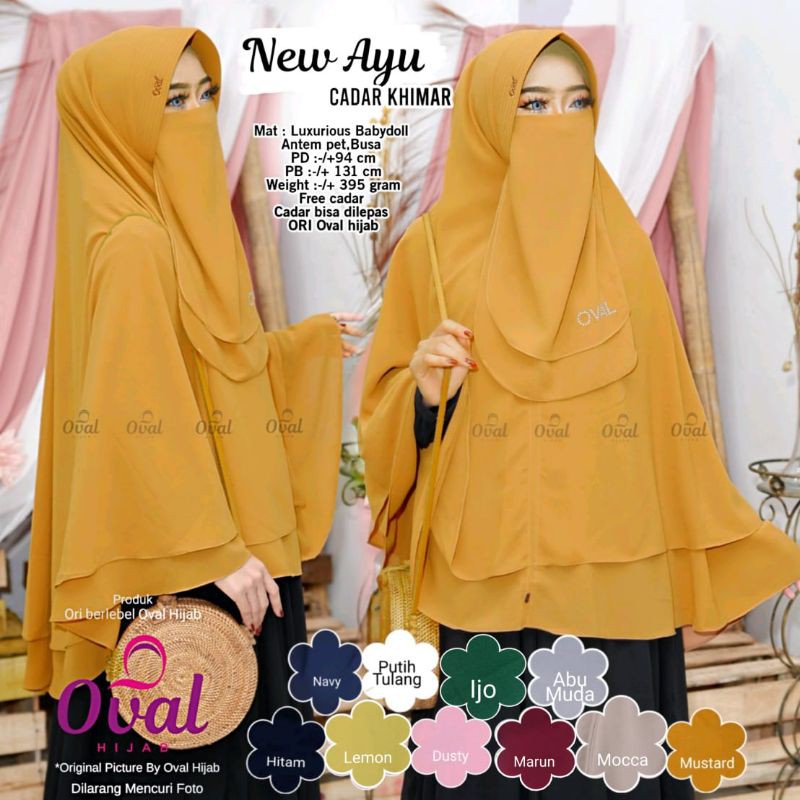 New Ayu Cadar Khimar//Pet Antem Busa//Free Cadar//Ori Oval Hijab