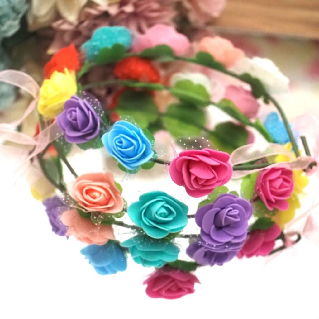 MAHKOTA BUNGA SPON / FLOWER CROWN /BANDO BUNGA / HIASAN KEPALA / MAHKOTA BUNGA WARNA-WARNI / MAHKOTA