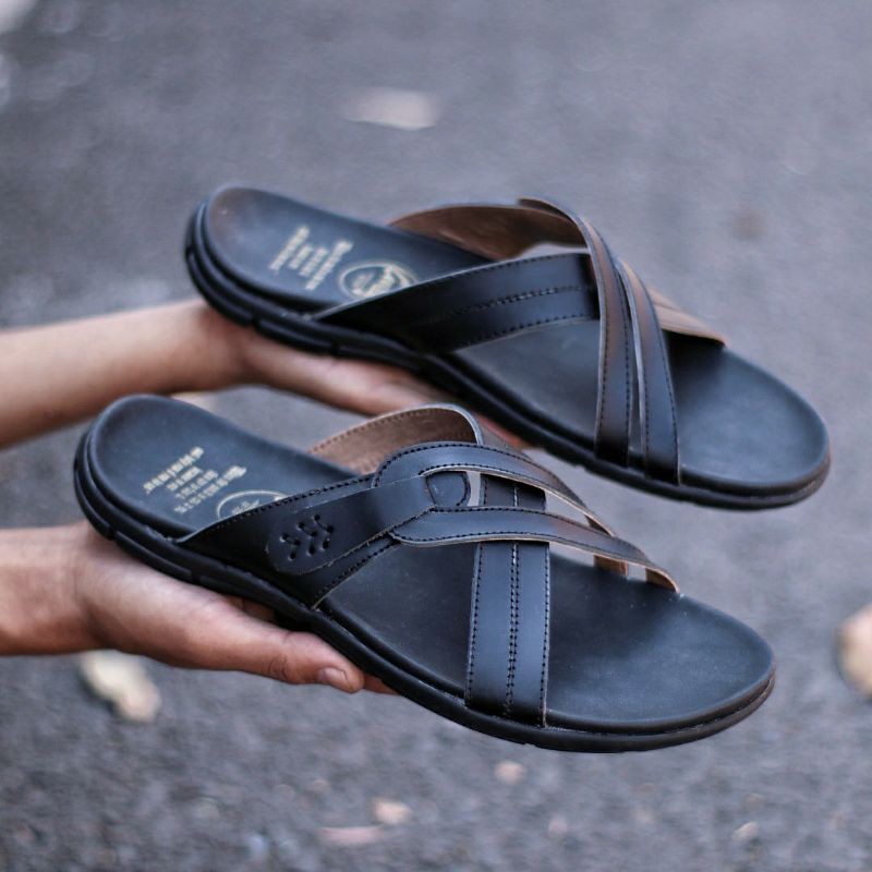 CRAFTS X LINK SANDAL KULIT PRIA BLACK BROWN SENDAL CASUAL PRIA