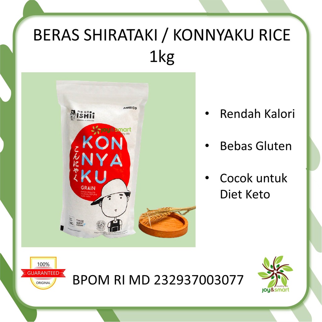 

Joy Smart Healthy Life Beras Shirataki Murah Konnyaku Kering Dry Rice Diet Keto DEBM Repack 1kg