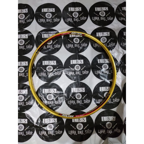 SATU PASANG RIMS FOLKER XC361 XC-361 32H 27.5 MTB MATA IKAN GOLD
