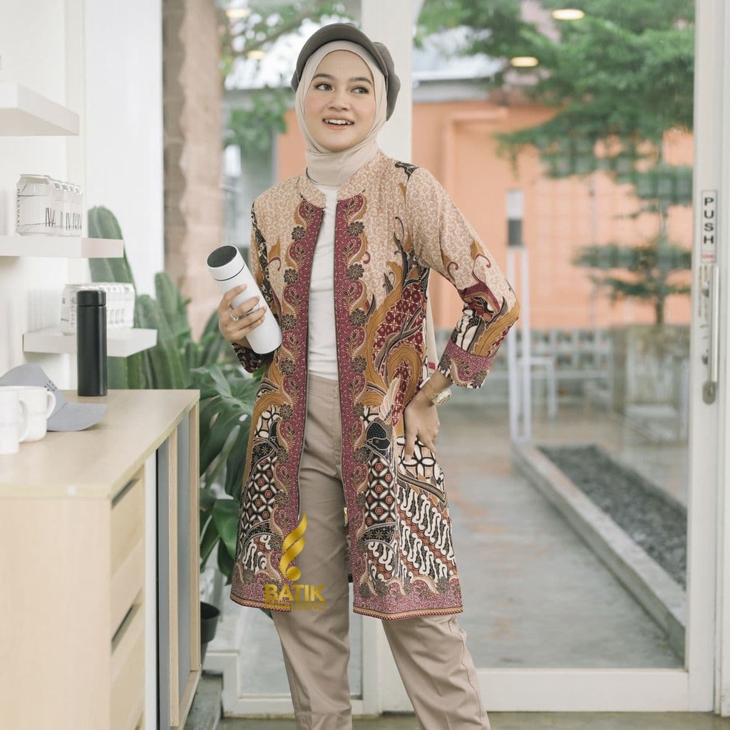 Pramesti  Batik Tunik Jumbo Kualitas Premium Original Prabuseno Batik Modern Hijab Seragam Batik Ata