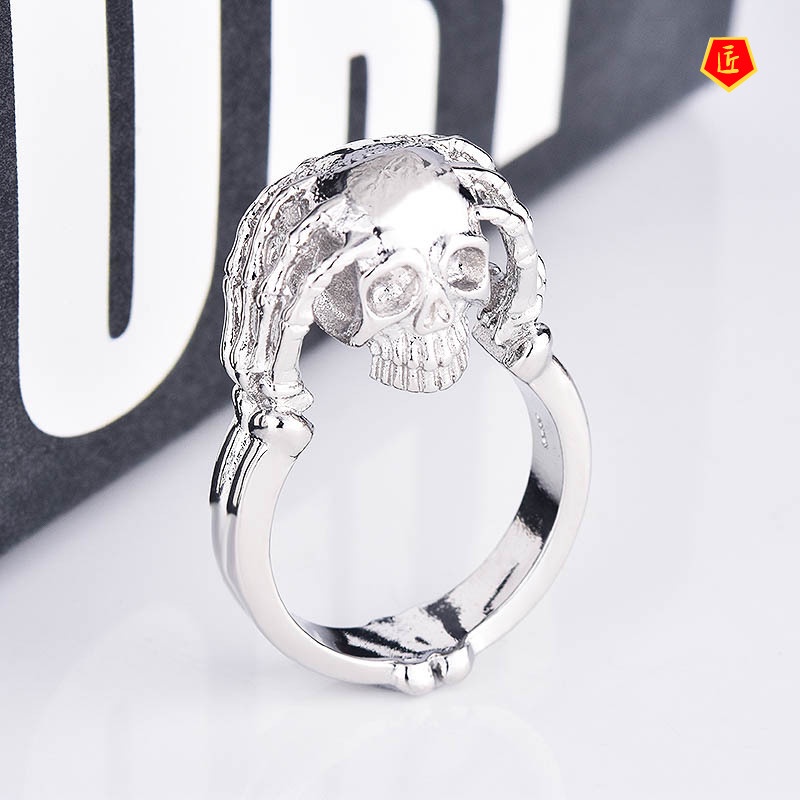 [Ready Stock]Punk Style Skull Ring 18K Gold Vintage